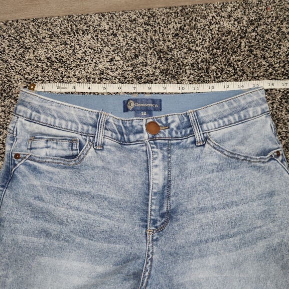Democracy Ab Solution Lightwash Faded Bootcut Flare Jeans Women's Sz 12 Stretch - Picture 6 of 8